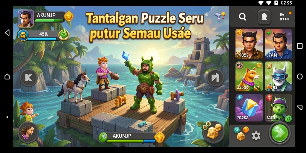 Gameplay AKUNJP menampilkan tantangan berbasis puzzle yang menarik.