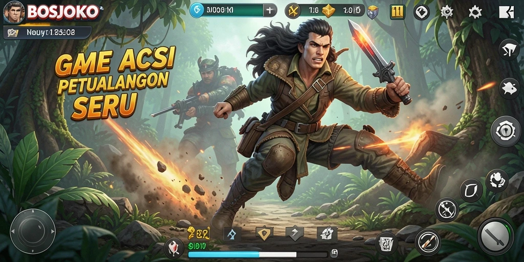 Tangkapan layar gameplay yang menunjukkan aksi mendebarkan dalam BOSJOKO.
