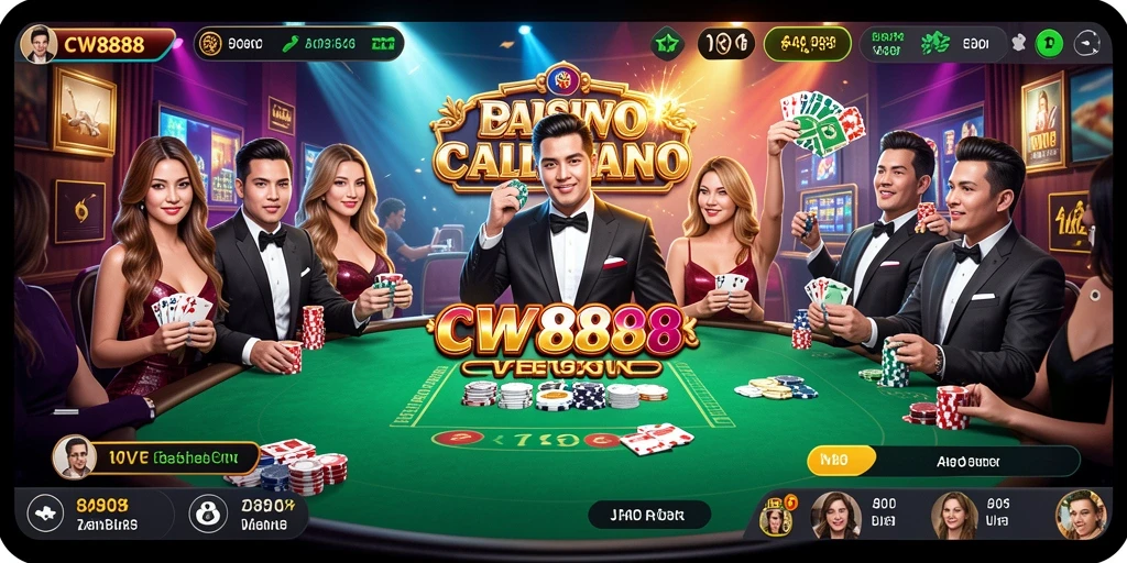 Screenshot gameplay Live Casino CW8888 yang menegangkan dan interaktif.