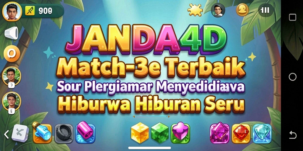 Tampilan gameplay seru di JANDA4D dengan kombinasi batu permata yang berwarna-warni.