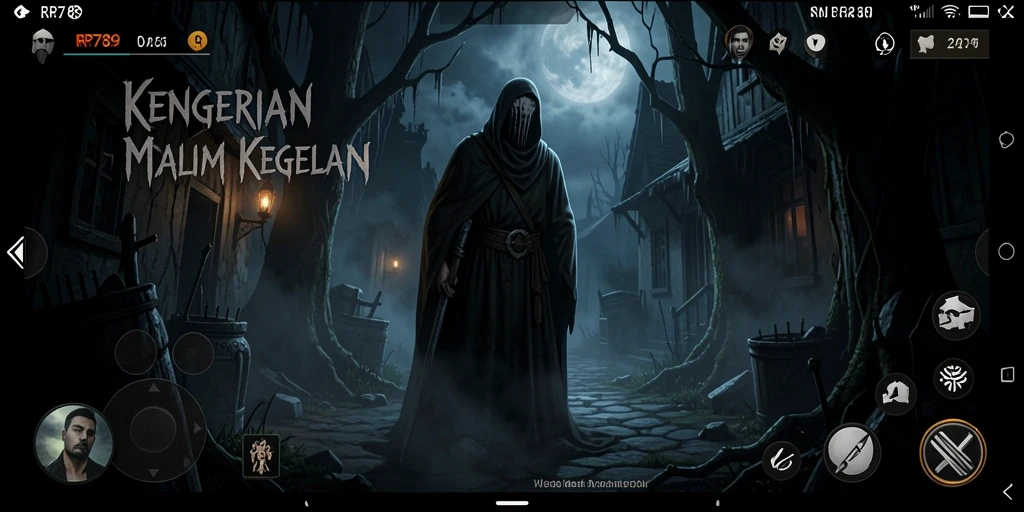 Screenshot gameplay menakutkan dari RR789 yang menunjukkan suasana Horror.