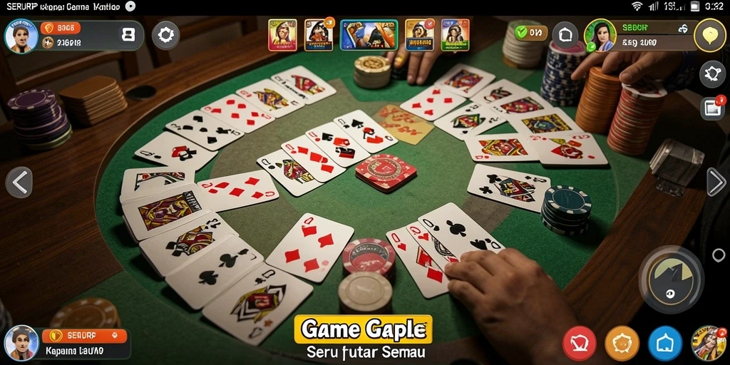 Tampilan screenshot SERURP menampilkan pemain menikmati permainan Gaple.