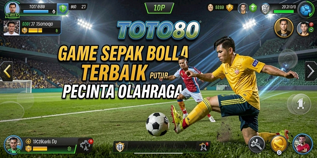 Tampilan gameplay seru dalam game TOTO80 dengan aksi sepak bola.